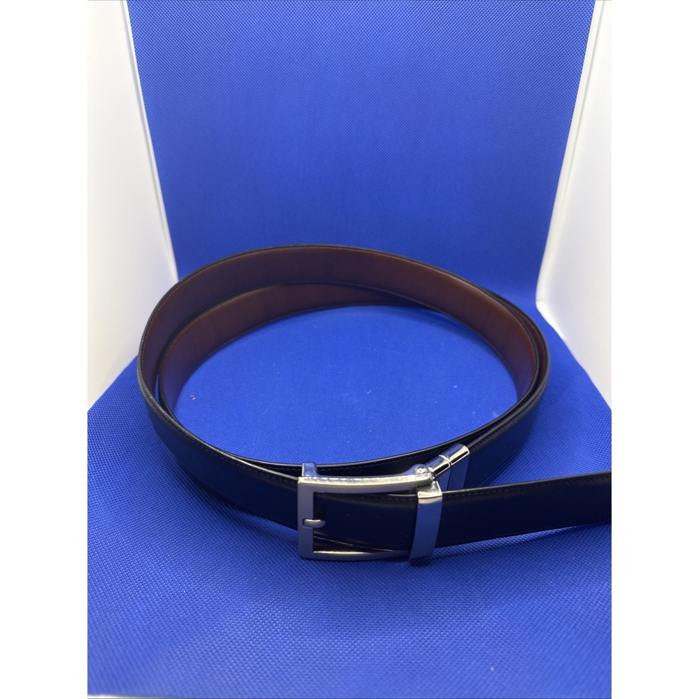 $65 Michael Strahan Men Brown Black Reversible Faux-Leather No Hole Belt Size 52